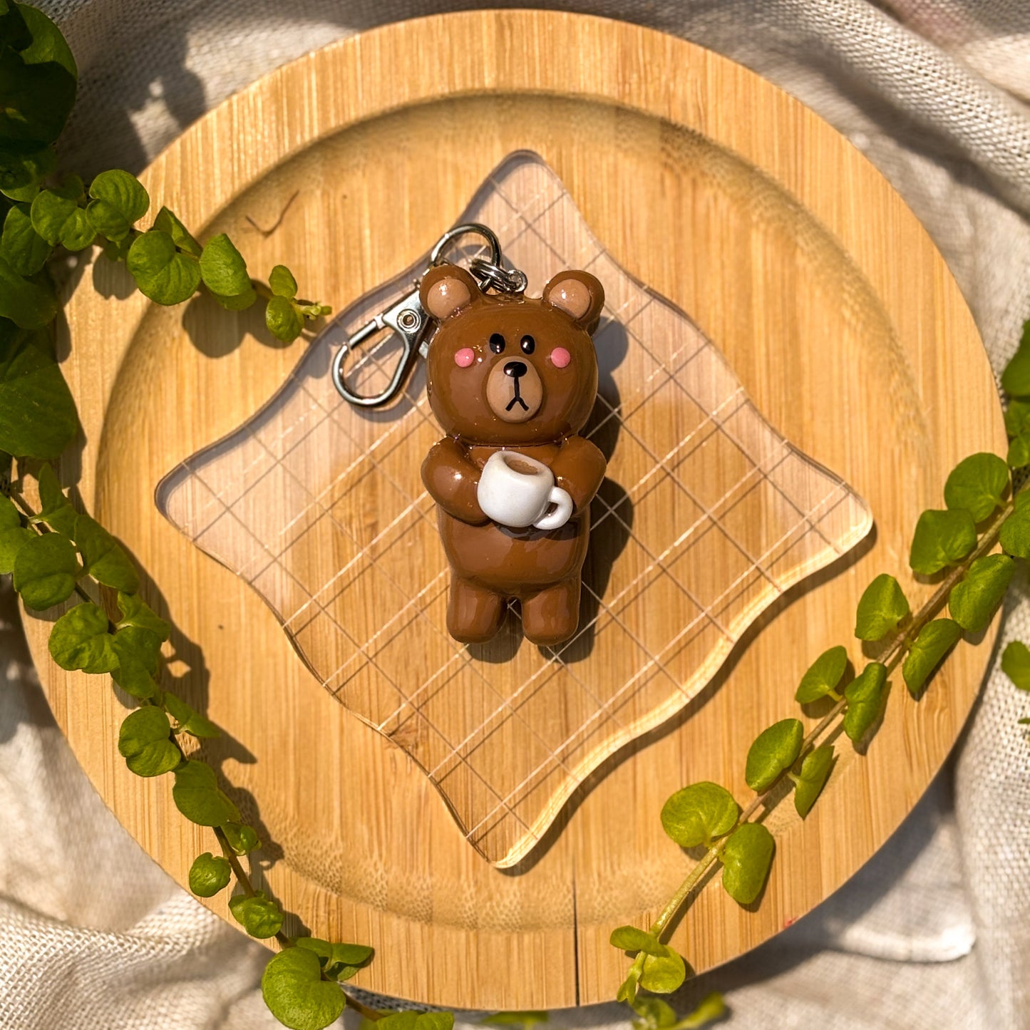 Coffee Bear – Handmade Polymer Clay Charm